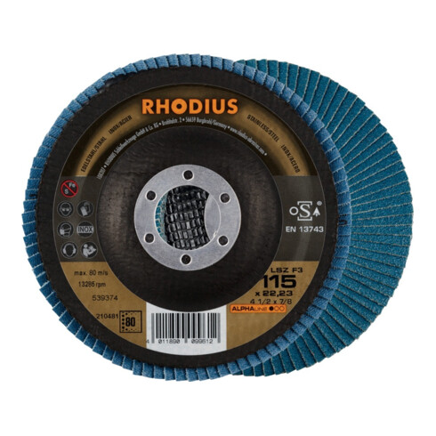 RHODIUS Disque abrasif lamelles LSZ F3 115 mm K 80