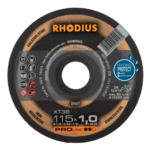 RHODIUS Disque de coupe XT38 115 x 1,0 mm droit