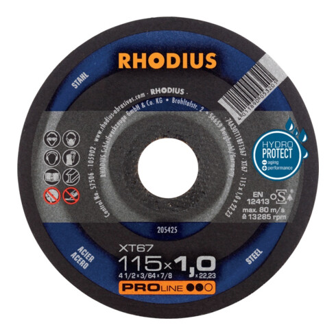 RHODIUS Disque de coupe XT67 115 x 1,0 mm droit