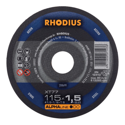 RHODIUS Disque de coupe XT77 115 x 1,5 mm droit
