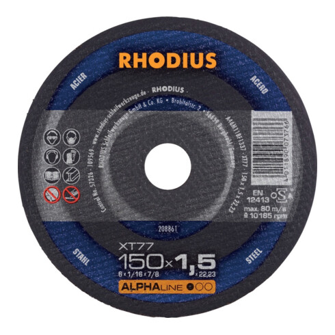 RHODIUS Disque de coupe XT77 150 x 1,5 mm droit