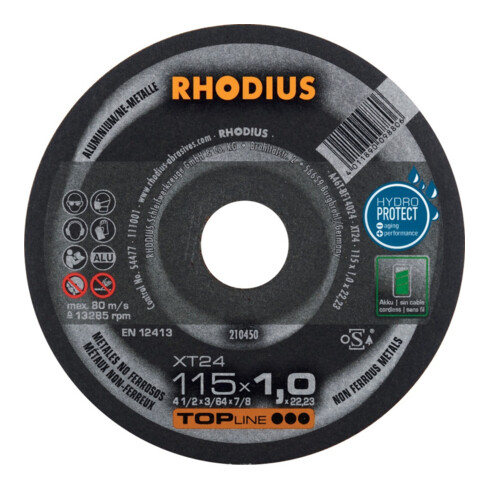 RHODIUS Disque de découpe XT 24 Aluminium 115 x 1,0 x 22,23 mm