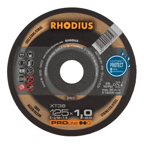 RHODIUS Disque de découpe XT38 125 x 1,0 mm droit