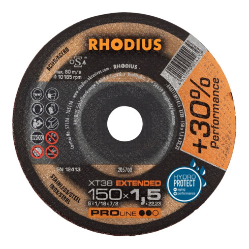 RHODIUS Disque de découpe XT38 150 x 1,5 mm droit