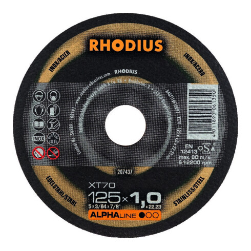 RHODIUS Disque de découpe XT70 125 x 1,0 mm droit