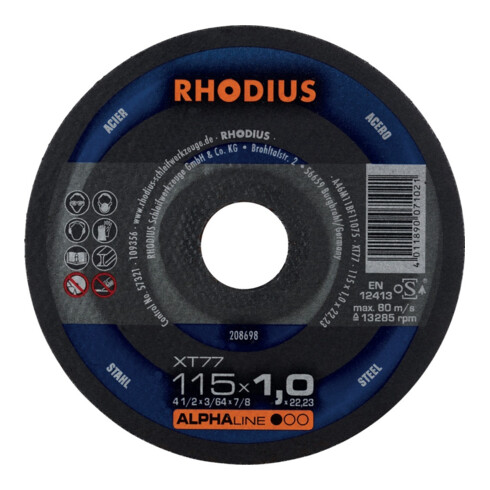 RHODIUS Disque de découpe XT77 115 x 1,0 mm droit