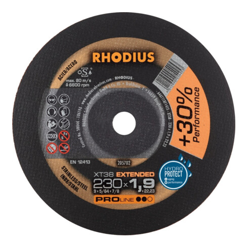 RHODIUS Disque de séparation XT38 230 x 1,9 mm droit