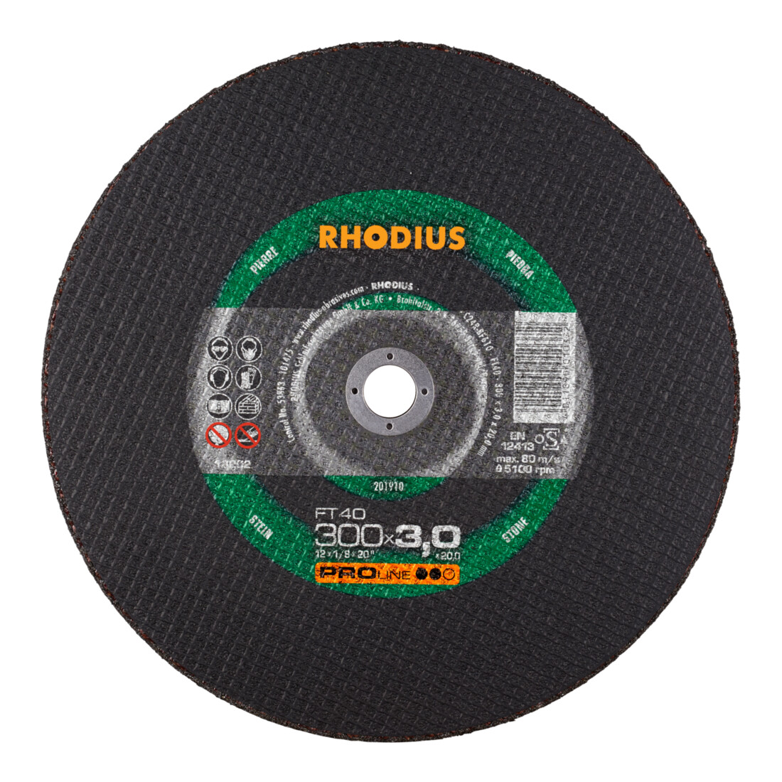 Rhodius leistungsstarke Trennscheibe FT40 für Einsatz auf Benzin- und elektrischen Trennmaschinen, 300 x 3,0 x 20,00 mm