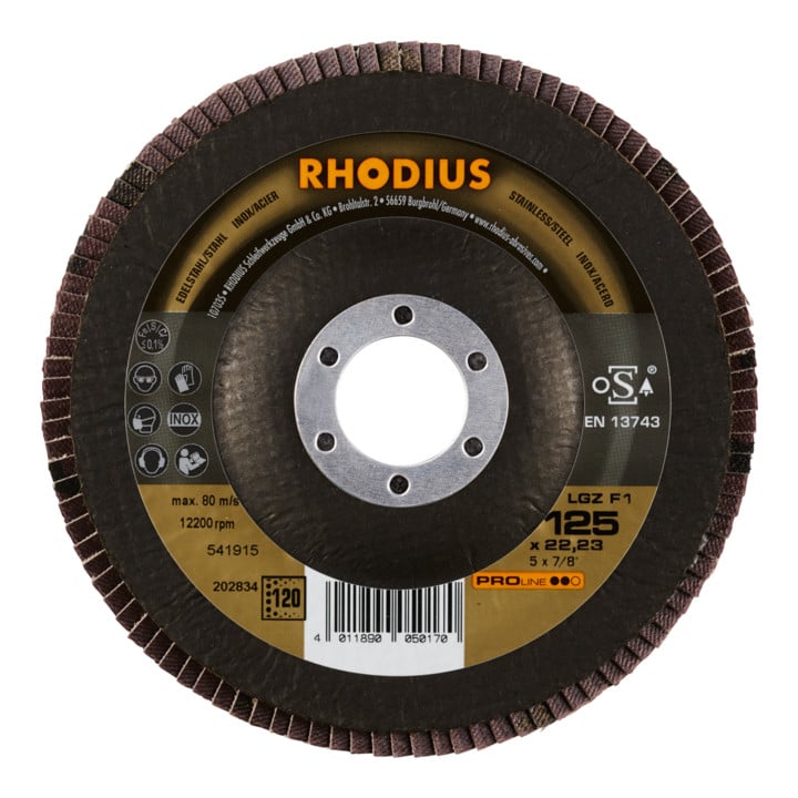 RHODIUS PROline LGZ F1 Fächerschleifscheibe 125 x 22,23 mm K120