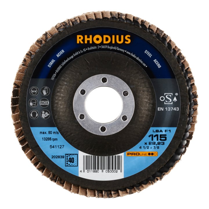 RHODIUS PROline LSA F1 Fächerschleifscheibe 115 x 22,23 mm K40
