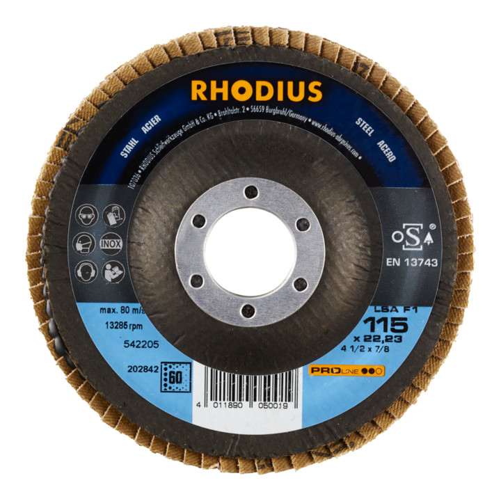 RHODIUS PROline LSA F1 Fächerschleifscheibe 115 x 22,23 mm K60