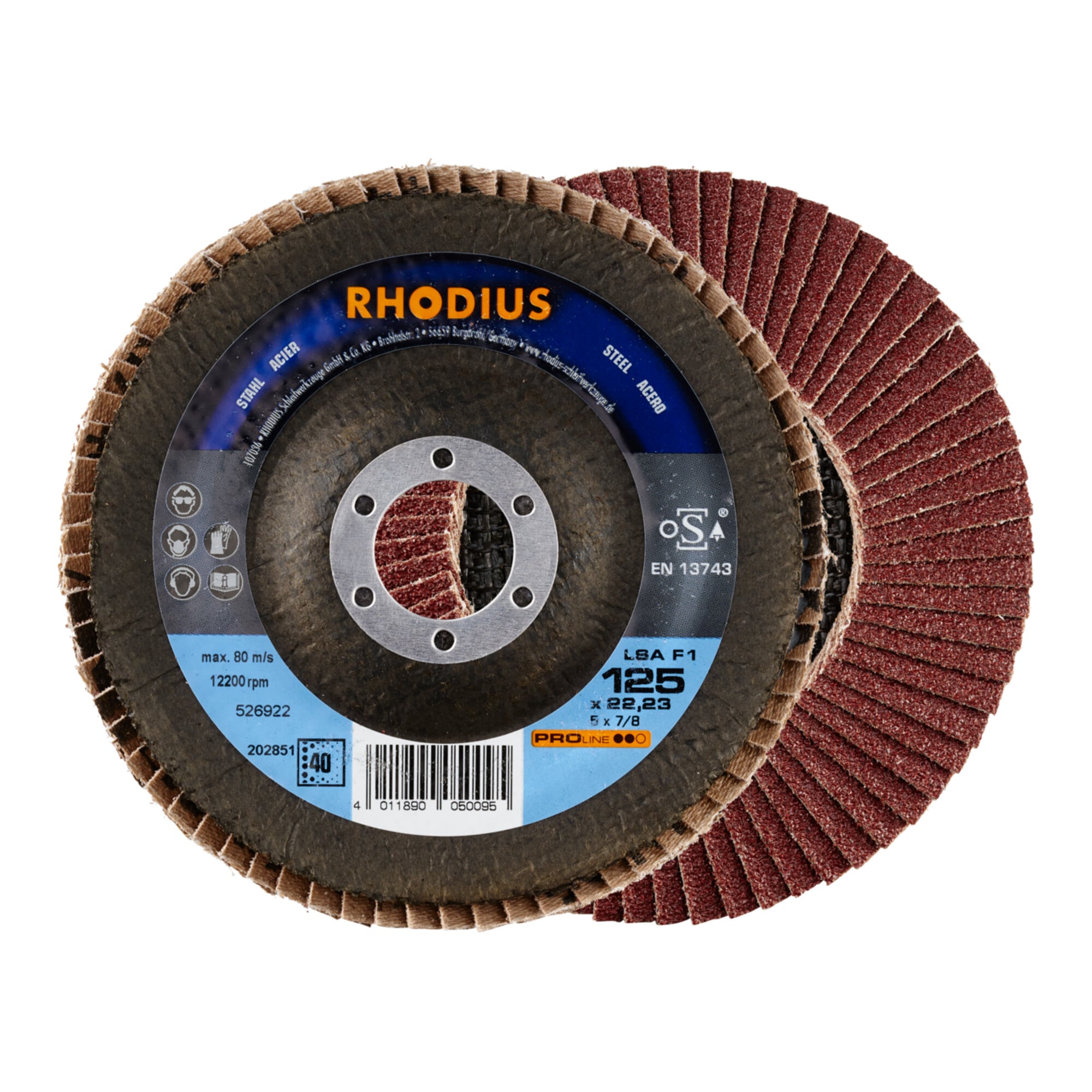 RHODIUS PROline LSA F1 Fächerschleifscheibe 125 x 22,23 mm K40