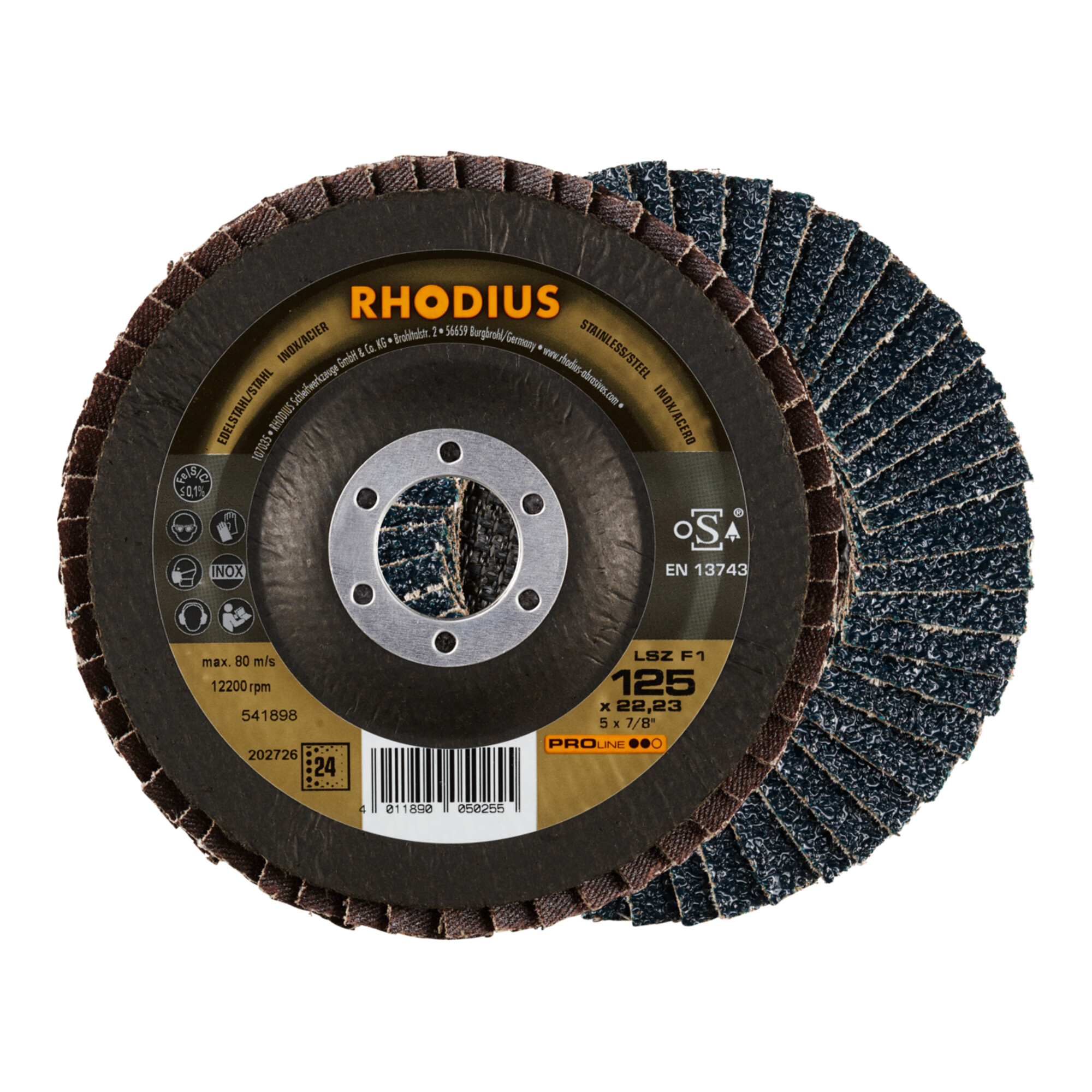 RHODIUS PROline LSZ F1 Fächerschleifscheibe 125 x 22,23 mm K24