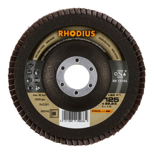 RHODIUS PROline LSZ F1 Fächerschleifscheibe 125 x 22,23 mm K60