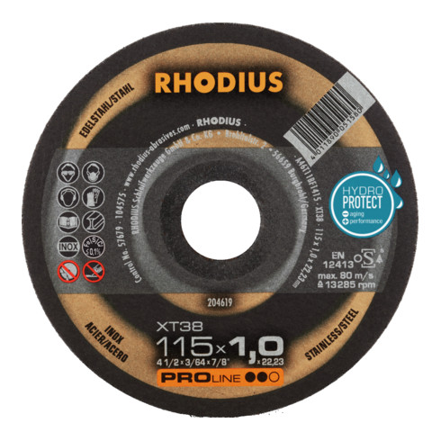 RHODIUS PROline XT38 Box Extradünne Trennscheibe 115 x 1,0 x 22,23 mm