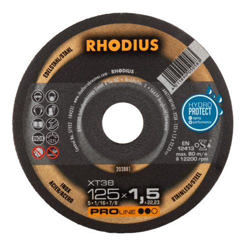 RHODIUS PROline XT38 BOX Extradünne Trennscheibe 125 x 1,5 x 22,23 mm