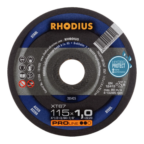 RHODIUS PROline XT67 Box Extradünne Trennscheibe 115 x 1,0 x 22,23 mm