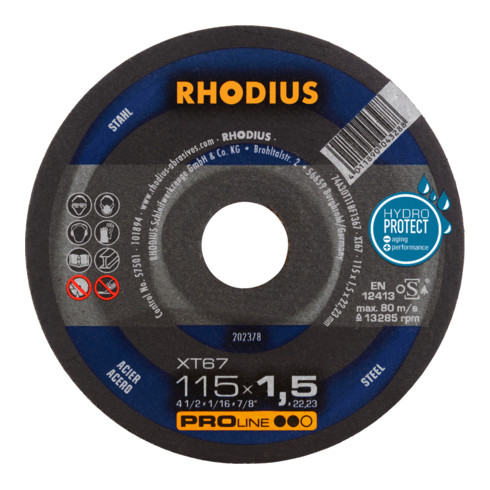 RHODIUS PROline XT67 BOX Extradünne Trennscheibe 115 x 1,5 x 22,23 mm