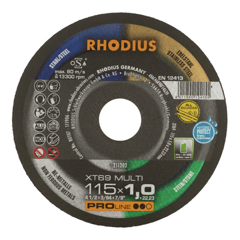 RHODIUS PROline XT69 MULTI Extradünne Trennscheibe 115 x 1,0 x 22,23 mm