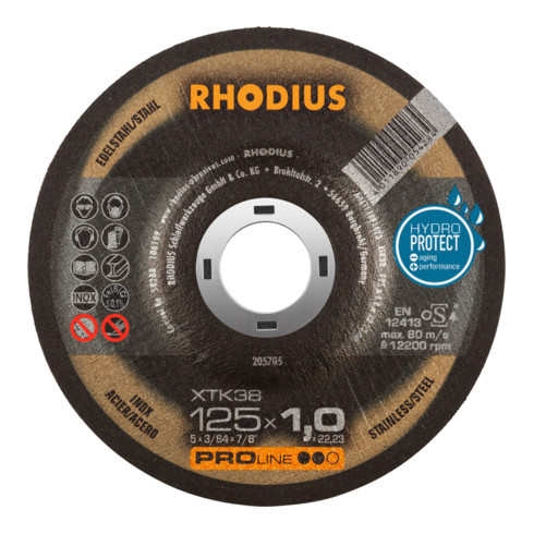 RHODIUS PROline XTK38 Extradünne Trennscheibe 125 x 1,0 x 22,23 mm