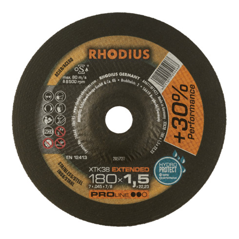 RHODIUS PROline XTK38 Extradünne Trennscheibe 180 x 1,5 x 22,23 mm
