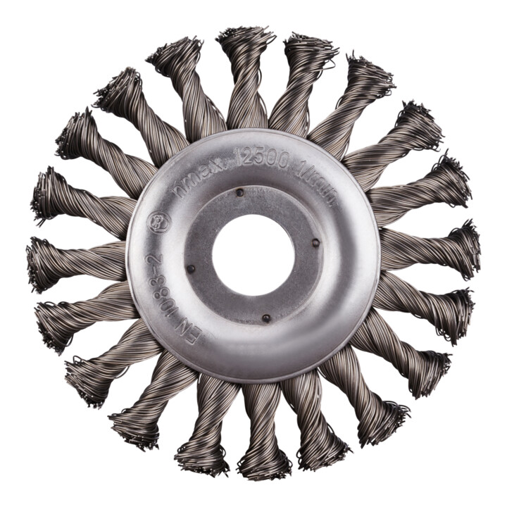 Rhodius Stahl-Rundbürste SRBZ mit gezopftem Stahldraht für den Winkelschleifer, 125 x 13 x 28 x 22,23 mm