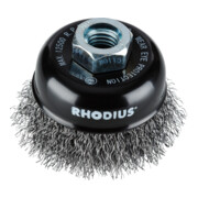 Rhodius Stahl-Topfbürste STBW mit gewelltem Stahldraht für den Einsatz auf Winkelschleifern, 60 x 21 x M14 mm-3