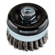 Rhodius Stahl-Topfbürste STBZ mit gezopftem Stahldraht für den Einsatz auf Winkelschleifern, 80 x 20 x M14 mm-3