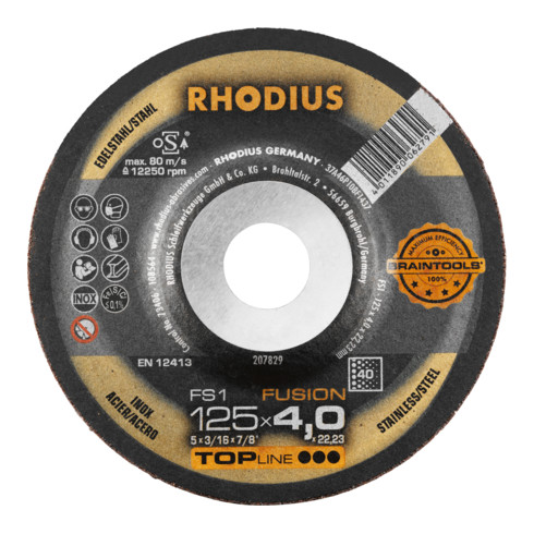 RHODIUS TOPline FS1 FUSION Disco abrasivo per sgrossatura INOX