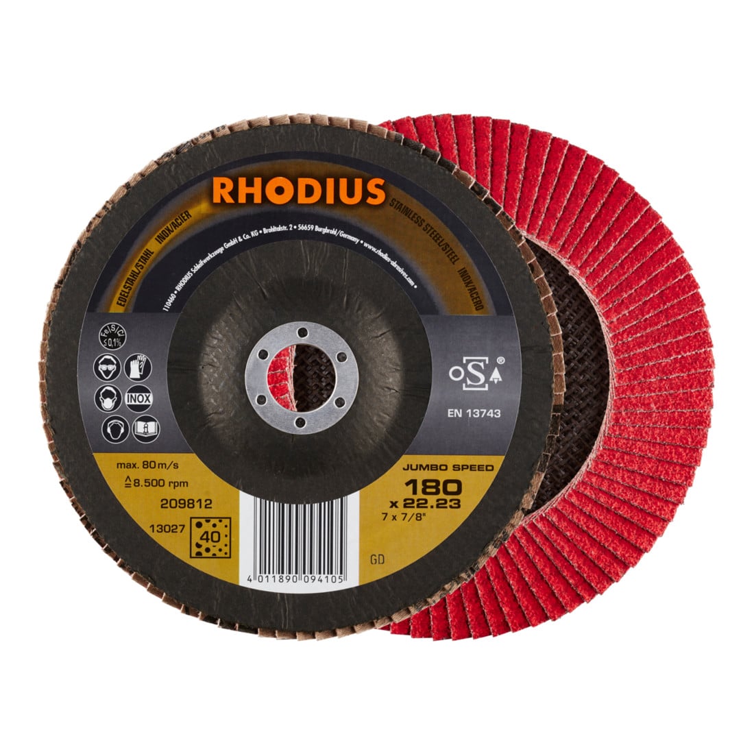 RHODIUS TOPline JUMBO SPEED Fächerschleifscheibe K40
