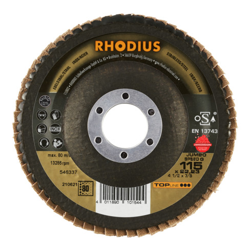 RHODIUS TOPline JUMBO SPEED G Fächerschleifscheibe