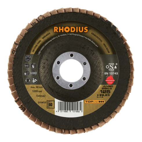 RHODIUS TOPline JUMBO SPEED G Fächerschleifscheibe