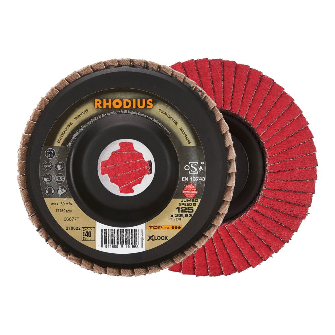 RHODIUS TOPline JUMBO SPEED P X-LOCK Fächerschleifscheibe