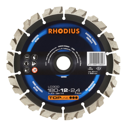 RHODIUS TOPline LD300 Diamanttrennscheibe 180 x 12,0 x 2,4 x 22,23 mm