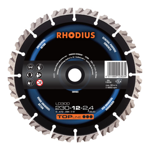 RHODIUS TOPline LD300 X-LOCK Diamanttrennscheibe 115 x 12,0 x 2,4 x 22,23 mm