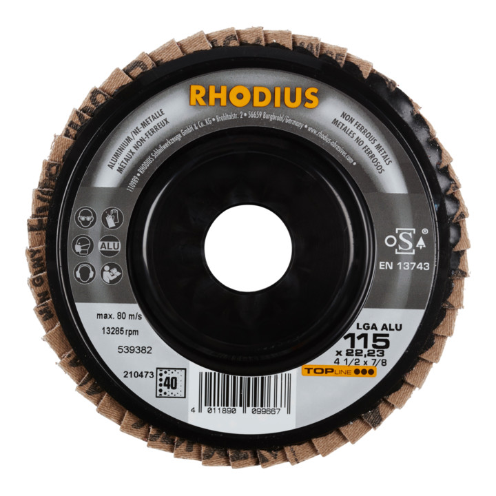 RHODIUS TOPline LGA ALU PACK Fächerschleifscheibe