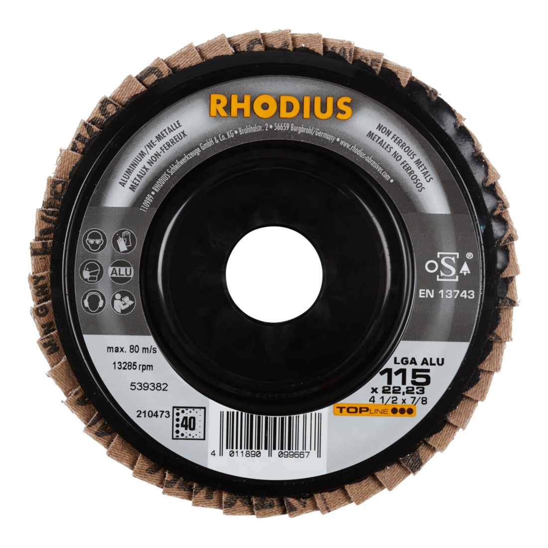 RHODIUS TOPline LGA ALU PACK Fächerschleifscheibe