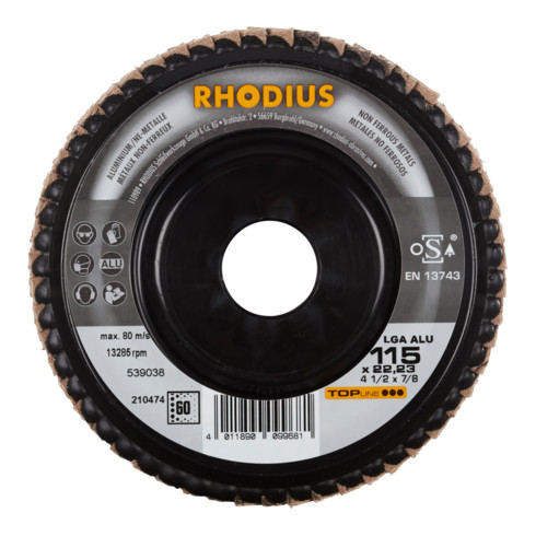 RHODIUS TOPline LGA ALU PACK Fächerschleifscheibe