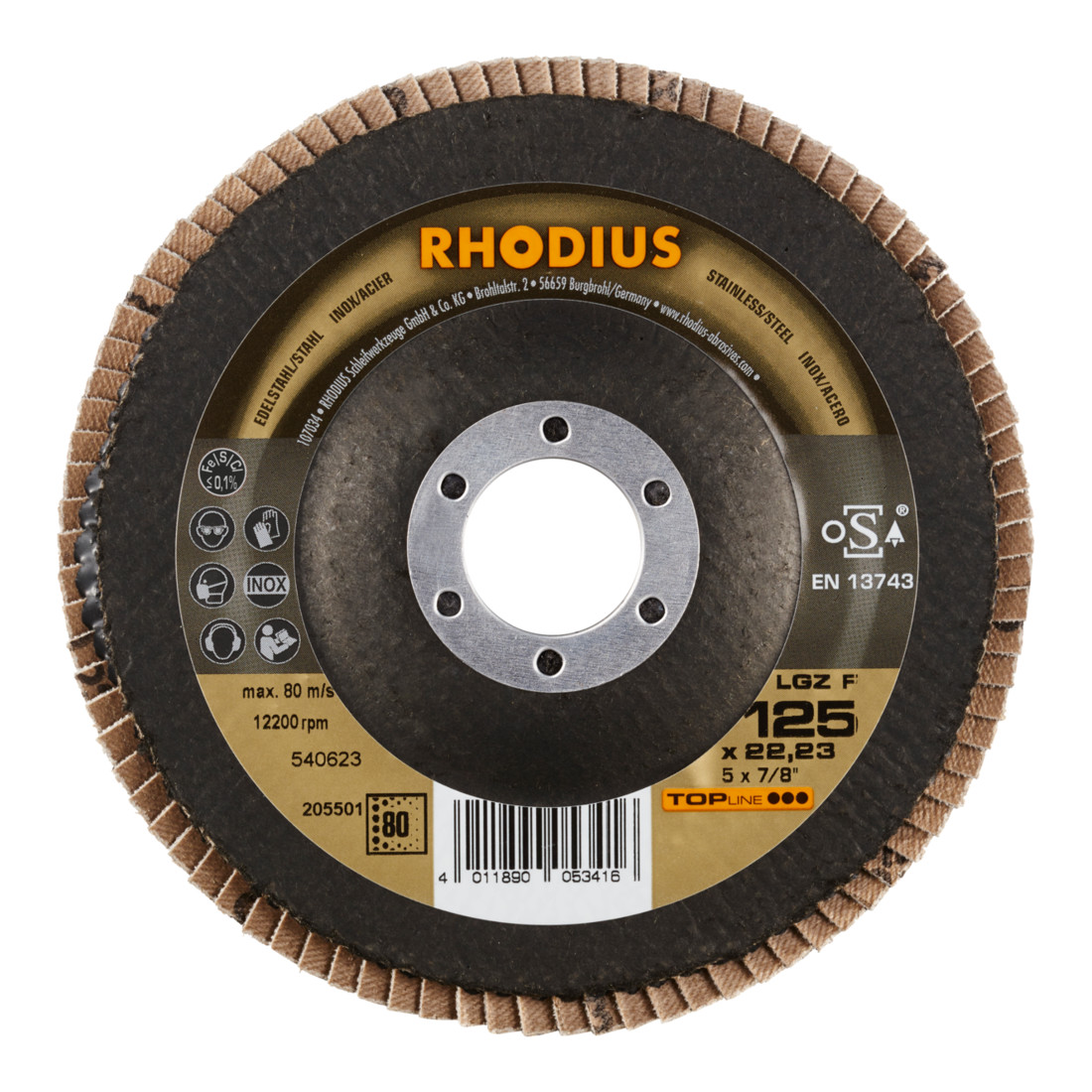 RHODIUS TOPline LGZ F Disco abrasivo a ventaglio F