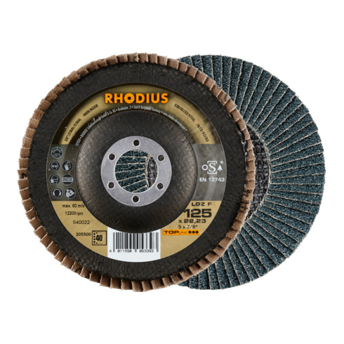 RHODIUS TOPline LGZ F Fächerschleifscheibe