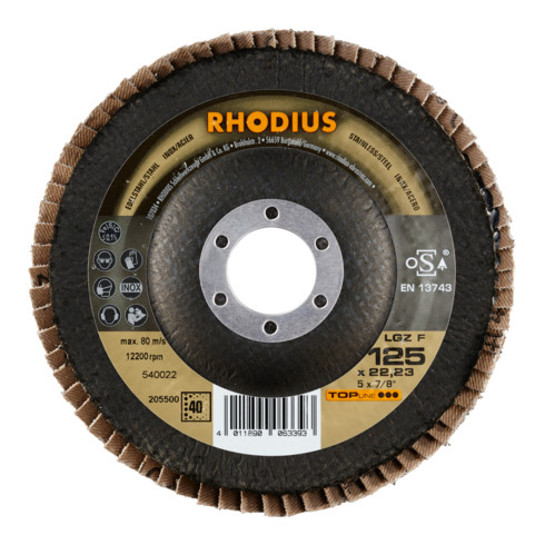 RHODIUS TOPline LGZ F Fächerschleifscheibe