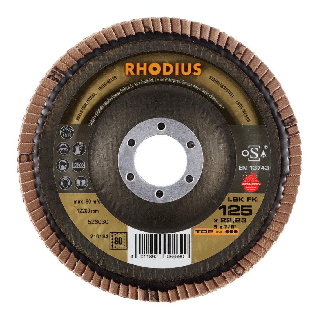 RHODIUS TOPline LSK FK Disco abrasivo a ventaglio inclinato