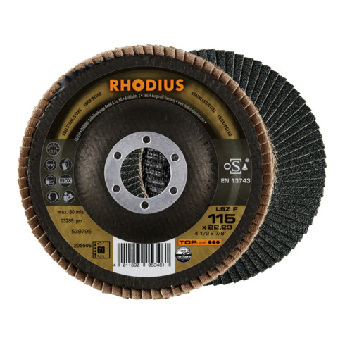RHODIUS TOPline LSZ F Fächerschleifscheibe