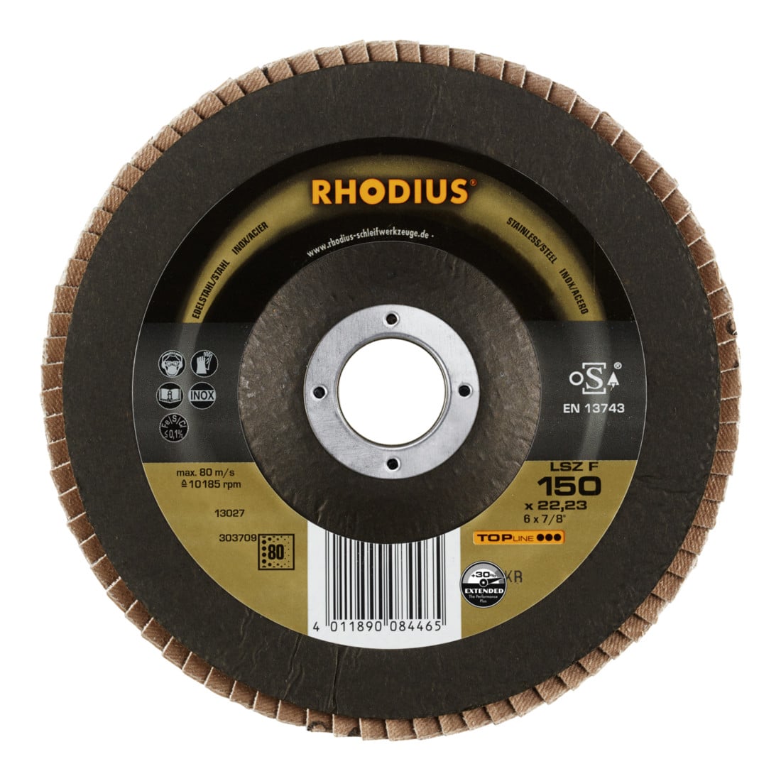RHODIUS TOPline LSZ F Fächerschleifscheibe