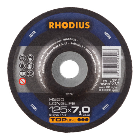 RHODIUS TOPline RS50 LONGLIFE Schruppscheibe Stahl