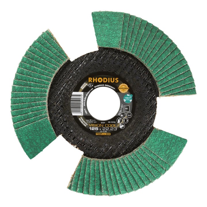 RHODIUS TOPline VISION COOL Fächerschleifscheibe 125 x 22,23 mm K80