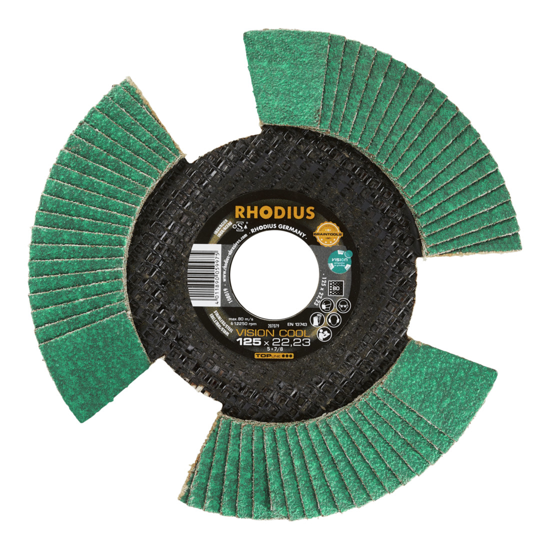 RHODIUS TOPline VISION COOL Fächerschleifscheibe 125 x 22,23 mm K80