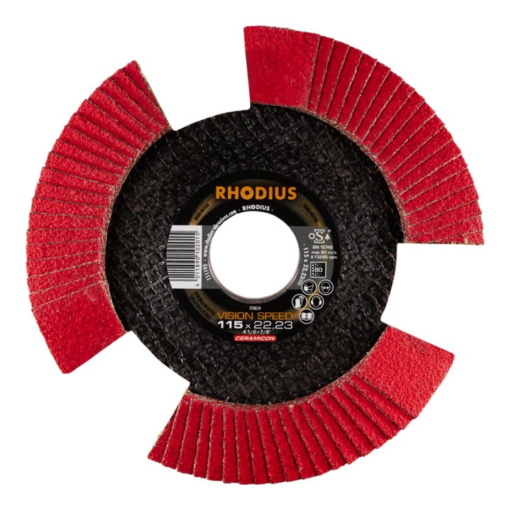 RHODIUS TOPline VISION SPEED Fächerschleifscheibe 115 x 22,23 mm K80