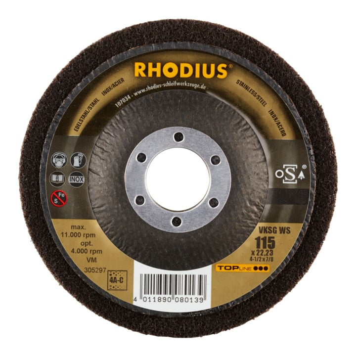 RHODIUS TOPline VKSG WS Vlieskompaktscheibe 115 x 22,23 mm 4A-coarse