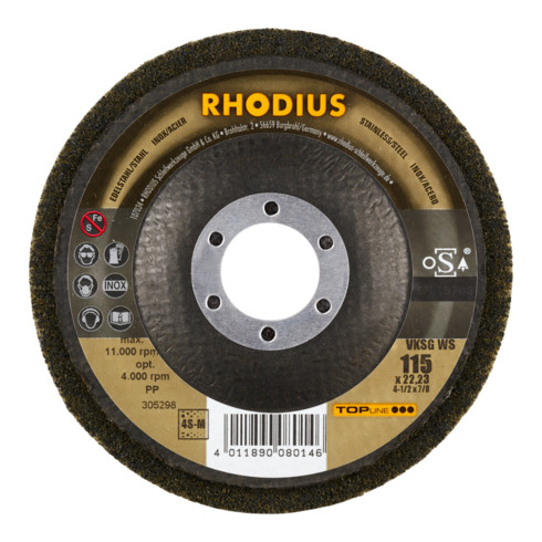 RHODIUS TOPline VKSG WS Vlieskompaktscheibe 115 x 22,23 mm 4S-medium